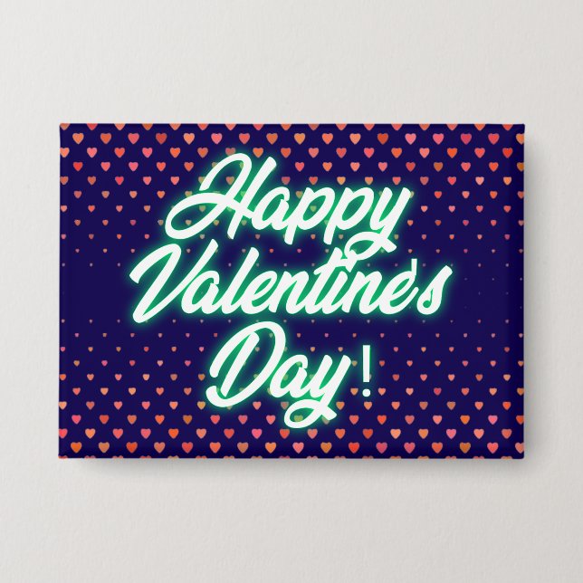 Happy Valentine's Day Neon Design-23692 Button (Front)