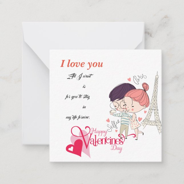 Happy valentines Day,  Note Card (Front)