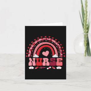 Happy Valentine's Day Nurse Rainbow Boho Retro Nur Card