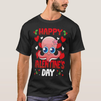 Happy Valentines Day Octopuse Heart Love Animal T-Shirt