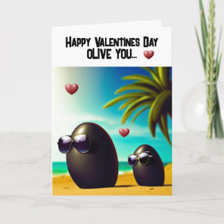 Happy Valentines Day Olive You Holiday Card