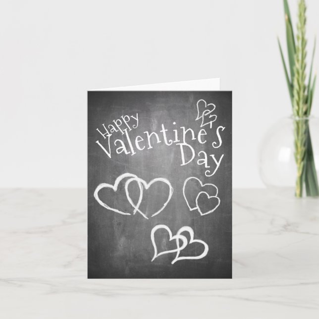 Happy Valentine's day on a chalk board Card (Front)
