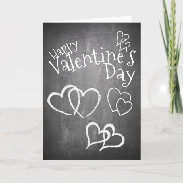 Happy Valentine's day on a chalk board Card (Front)