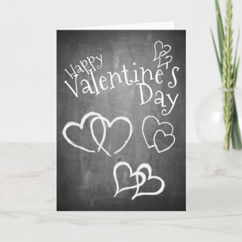 Happy Valentines day on a chalk board Card