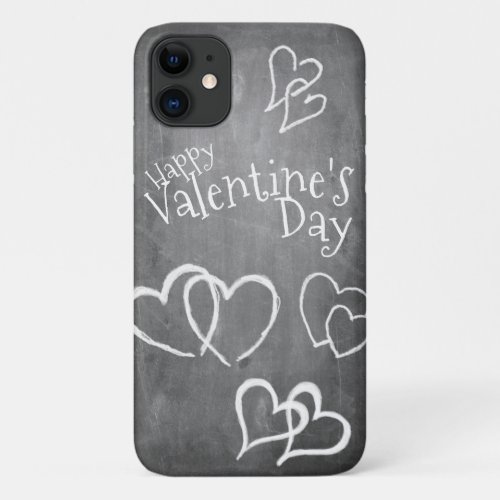 Happy Valentines day on a chalk board iPhone 11 Case