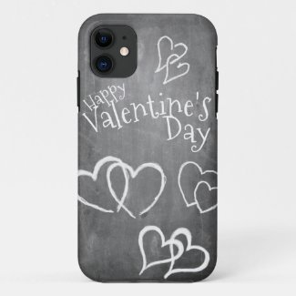 Happy Valentine's day on a chalk board iPhone 11 Case