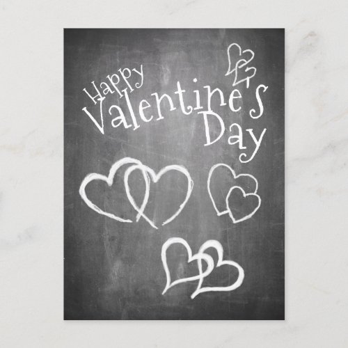 Happy Valentines day on a chalk board Holiday Postcard