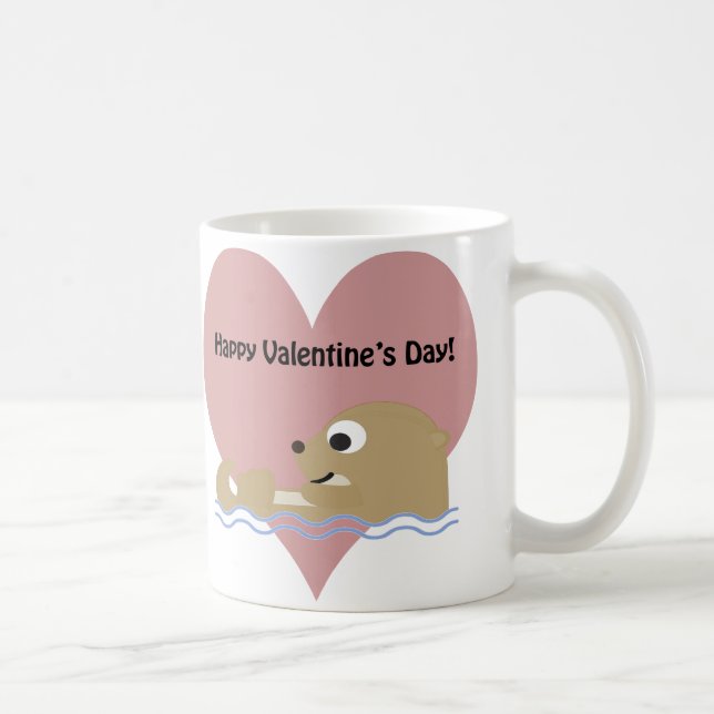 Happy Valentines Day Otter Coffee Mug (Right)