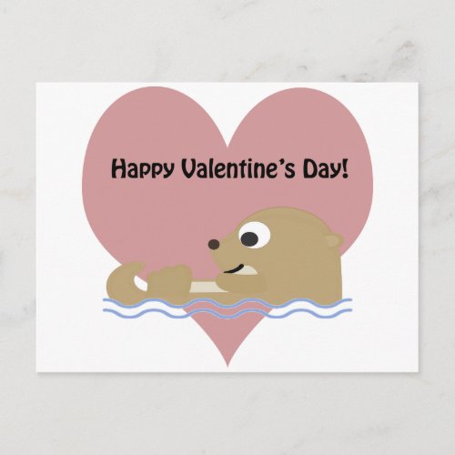 Happy Valentines Day Otter Holiday Postcard