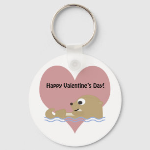 Happy Valentines Day Otter Keychain