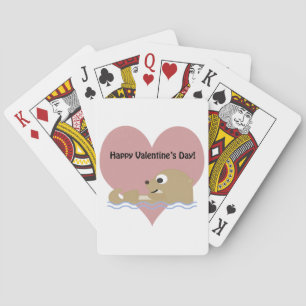 Happy Valentines Day Otter Poker Cards