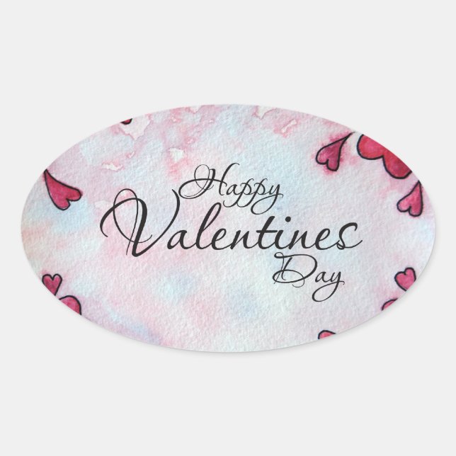 Happy Valentines Day Oval Sticker (Front)