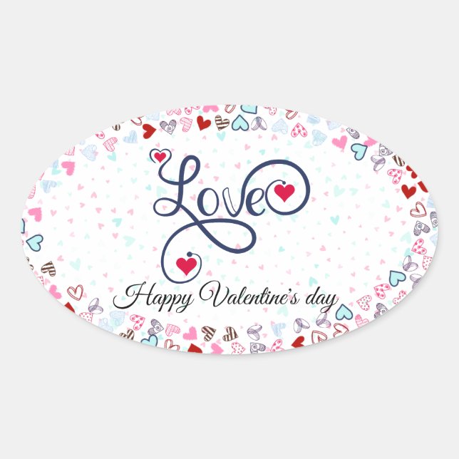 Happy Valentine's day Oval Sticker (Front)