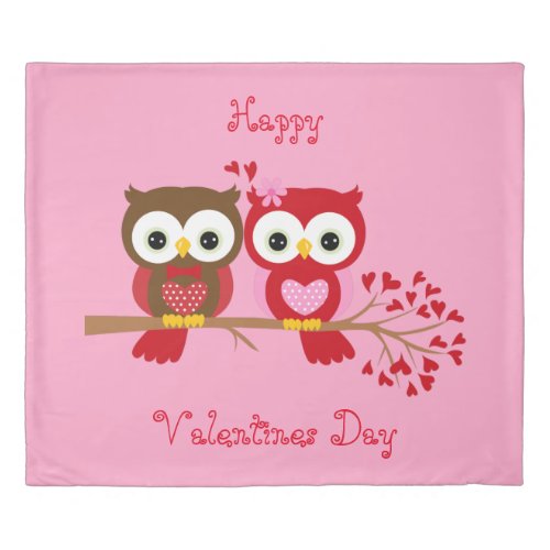 Happy Valentines Day Owls Duvet Cover