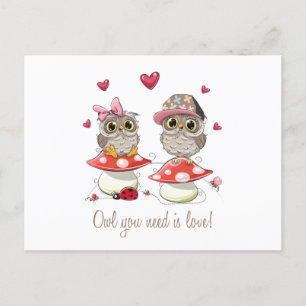 Happy Valentine's Day Owls Holiday Postcard