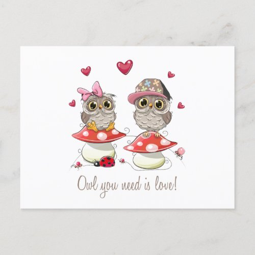 Happy Valentines Day Owls  Holiday Postcard