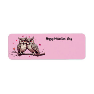 Happy Valentine's Day Owls Label