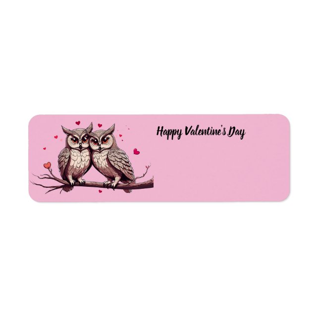 Happy Valentine's Day Owls Label (Front)