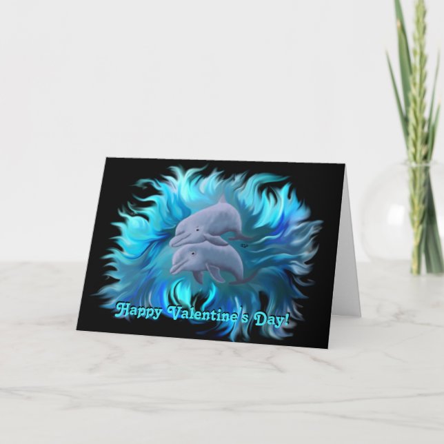 Happy Valentine's Day - Pair of dolphins Holiday Card (Front)
