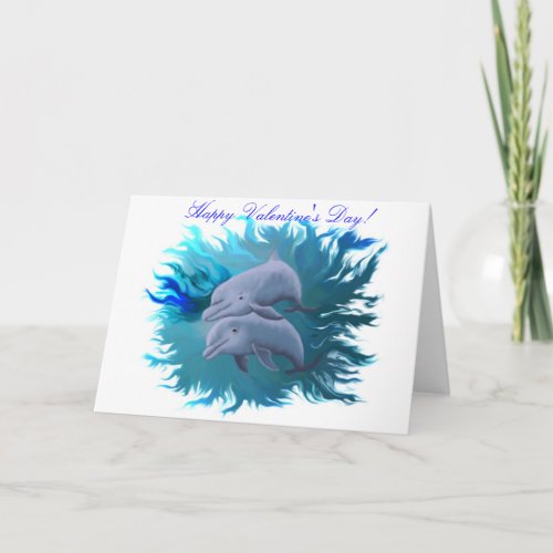 Happy Valentines Day _ Pair of dolphins Holiday Card