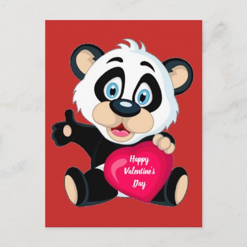 Happy Valentines Day Panda Bear Postcard