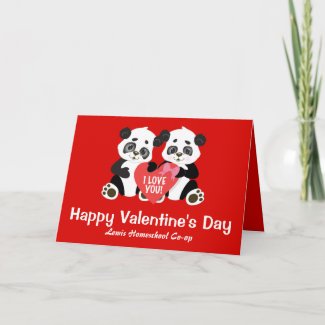 Happy Valentine's Day Panda Homeschool Co op Card