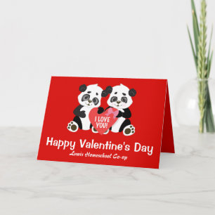 Happy Valentine's Day Panda Homeschool Co op Card