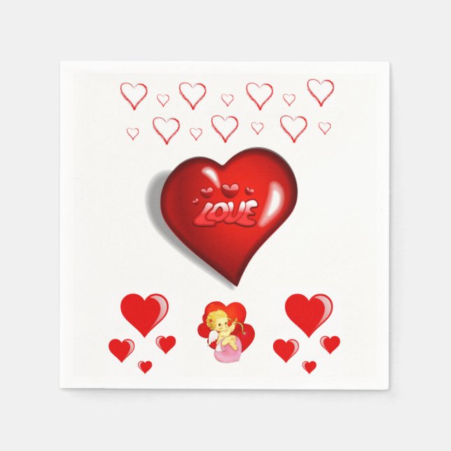 Happy Valentine's Day Paper Napkins (Front)