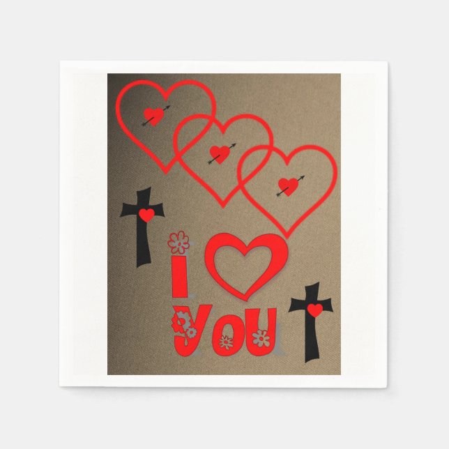 Happy Valentine's Day Paper Napkins (Front)