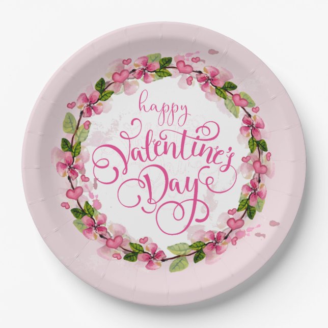 Happy Valentine's Day Paper Plates (Front)
