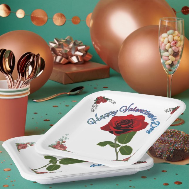 Happy valentine's day paper plates (Multi)
