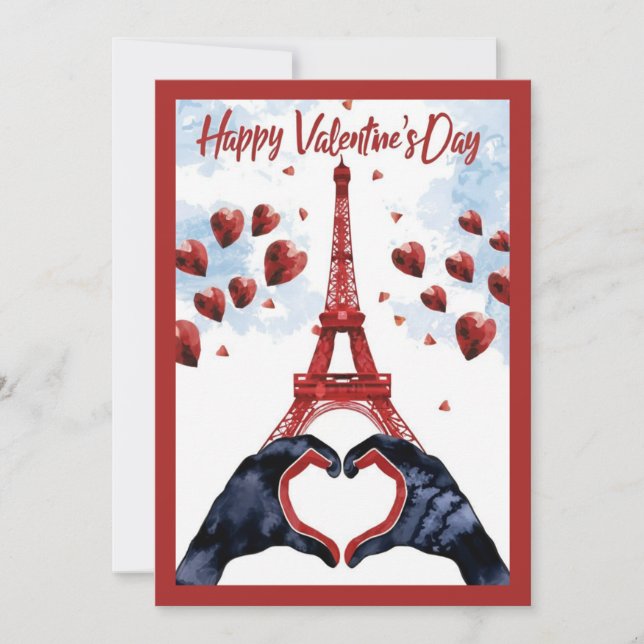 Happy Valentine's Day Paris Holiday Card (Front)