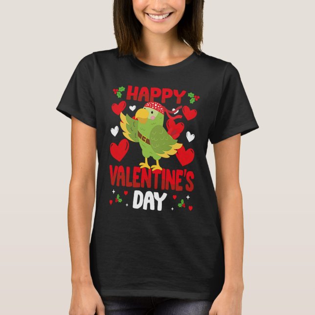 Happy Valentines Day Parrot Heart Love Animal T-Shirt (Front)
