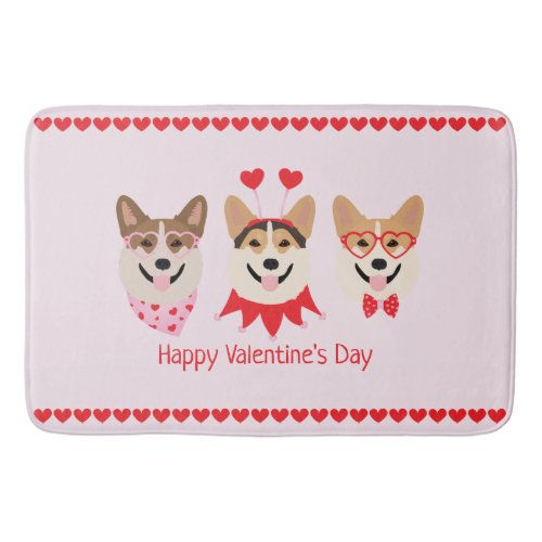 Happy Valentines Day Pembroke Welsh Corgi Dogs Bath Mat