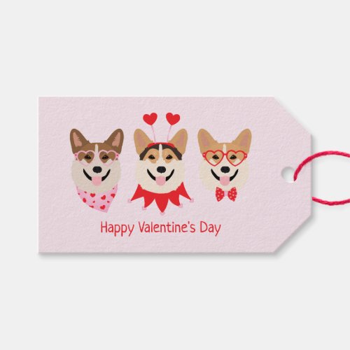 Happy Valentines Day Pembroke Welsh Corgi Dogs Gift Tags