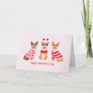Happy Valentines Day Pembroke Welsh Corgi Dogs Holiday Card