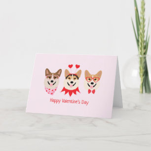 Happy Valentines Day Pembroke Welsh Corgi Dogs Holiday Card