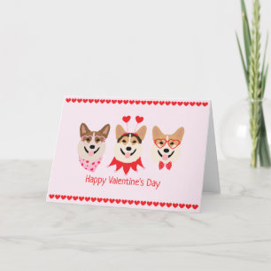 Happy Valentines Day Pembroke Welsh Corgi Dogs Holiday Card