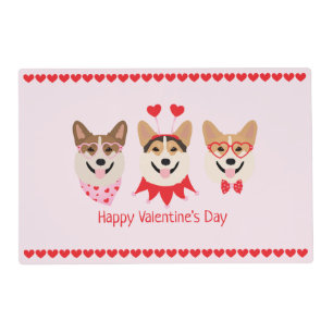 Happy Valentines Day Pembroke Welsh Corgi Dogs Placemat