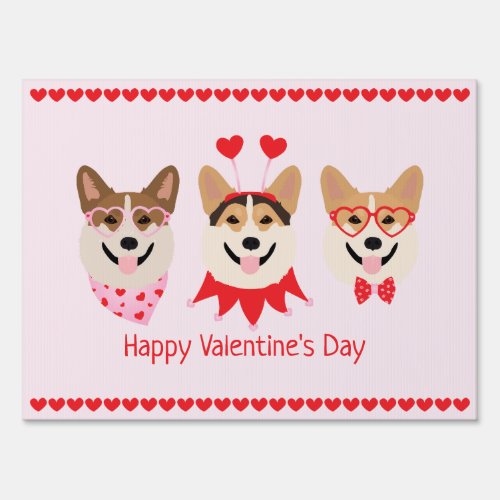 Happy Valentines Day Pembroke Welsh Corgi Dogs Sign