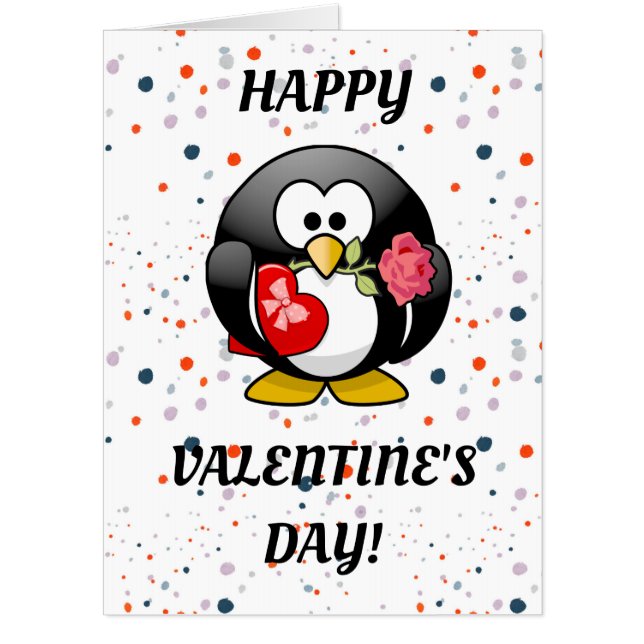 Happy Valentines Day Penguin Bird Card (Front)