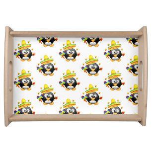 Happy Valentine's Day Penguin Hearts Serving Tray