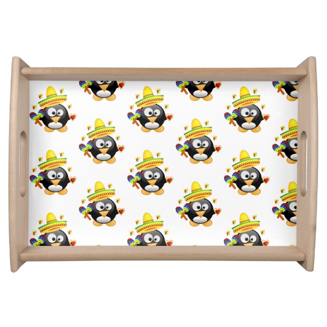 Happy Valentine's Day Penguin Hearts Serving Tray (Front)