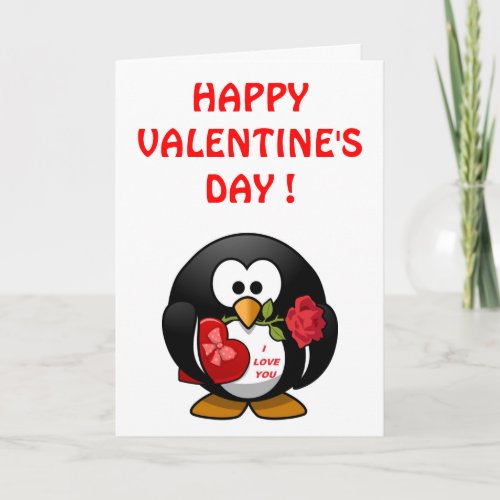 HAPPY VALENTINES DAY PENGUIN HOLIDAY CARD