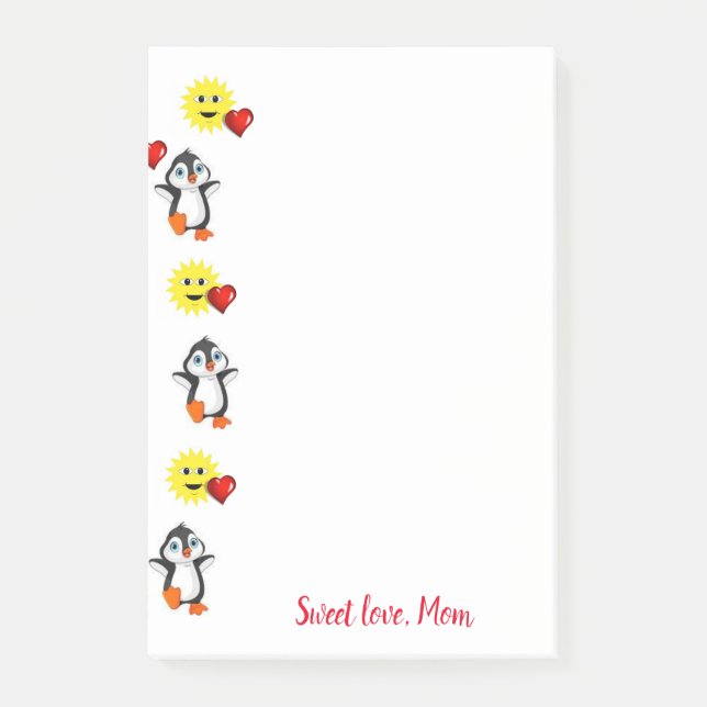 Happy Valentine's Day Penguin  Post it Note (Front)