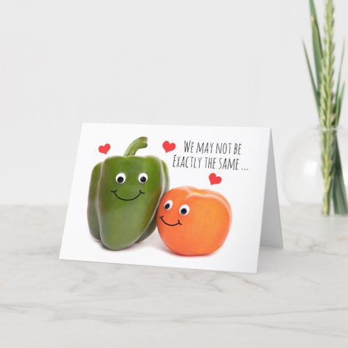 Happy Valentines Day Pepper and Tomato Couple Holiday Card
