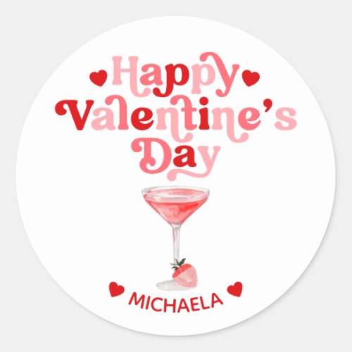 Happy Valentines Day Personalized Classic Round Sticker