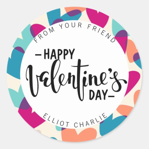 Happy Valentines Day Personalized  Classic Round Sticker