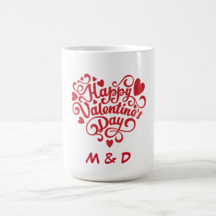 Happy Valentine's Day Personalized Monogram Color Morph Mug