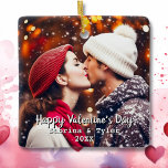 Happy Valentine's Day Personalized Photo & Names Ceramic Ornament<br><div class="desc">Add your favorite photo of you and your partner to this romantic ornament in the personalize area. You can also add a "holiday greeting,  your names and the date." Sweet romantic gift for Valentine's Day,  an anniversary or wedding.</div>